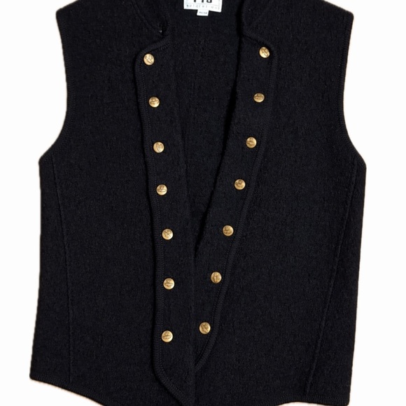 Rio Tops - Rio 100% Wool - Black Vest with Gold Buttons